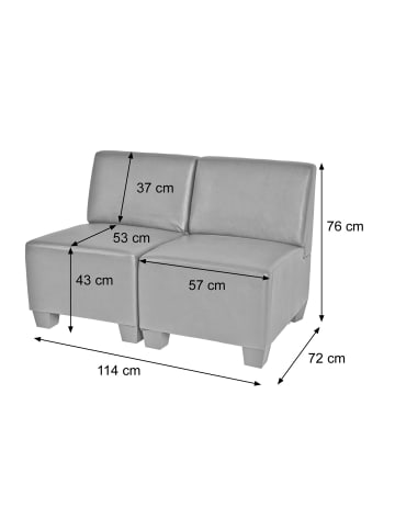 MCW Modular 2-Sitzer Sofa Moncalieri, Dunkelgrau, ohne Armlehnen