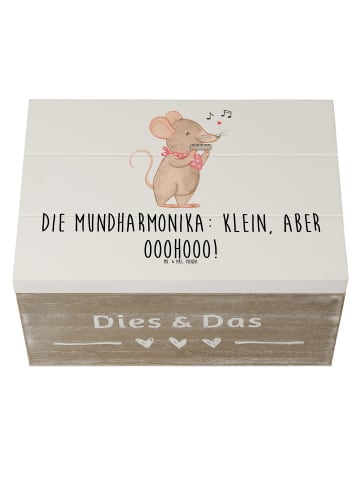 Mr. & Mrs. Panda Holzkiste Mundharmonika Ohooo mit Spruch in Weiß