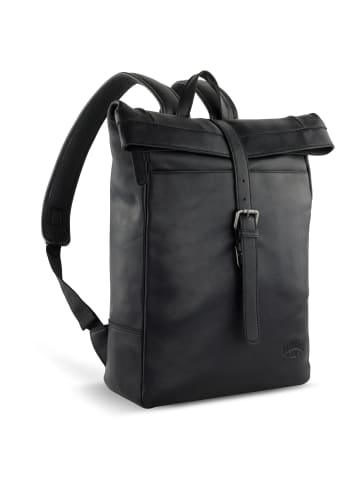 KLONDIKE 1896 Gold Donald Rucksack Leder 43 cm Laptopfach in schwarz