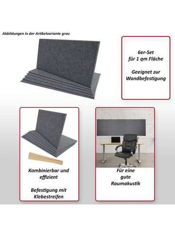 MCW 6er-Set Akustikwandpaneel L52, Hellgrau