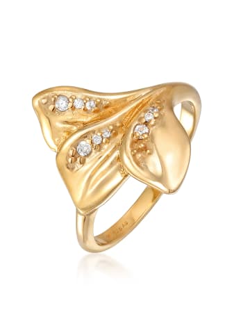 Elli Ring 925 Sterling Silber Blatt, Blume in Gold
