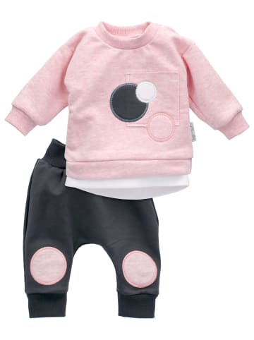 Baby Sweets 2tlg Set Shirt + Hose Lieblingsstücke in dunkelgrau rosa