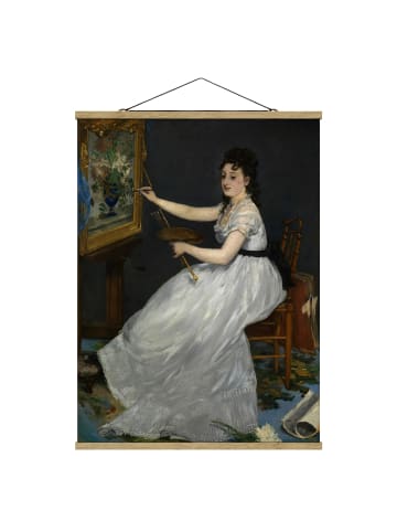 WALLART Stoffbild mit Posterleisten - Edouard Manet - Eva Gonzalès in Weiß