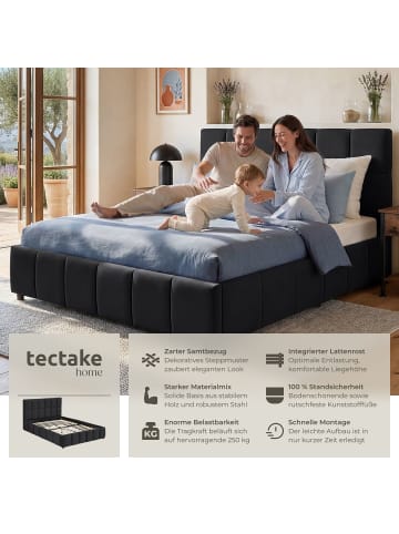 tectake Bettgestell mit Stahlgestell, Belastbarkeit 250 kg, pflegeleicht