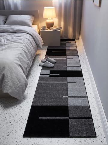 KADIMA DESIGN Teppich Kurzflor Waschbar Karo LATEMAR Strapazierfähig OEKO-TEX in Grau