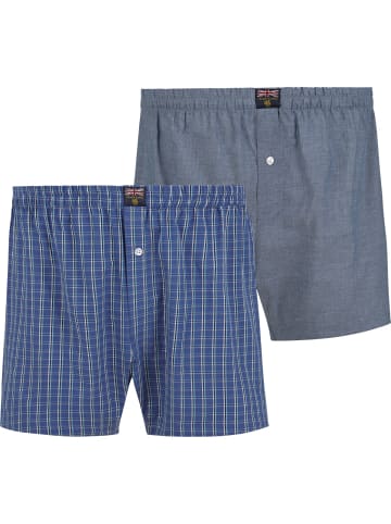 Charles Colby 2er Pack Boxershorts LORD MANUS in blau dunkelblau kariert