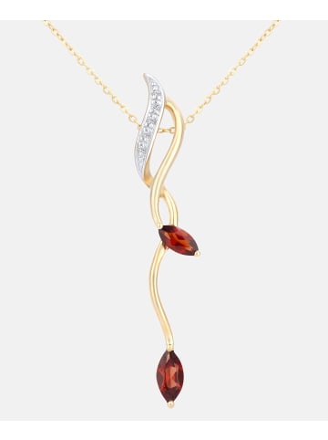 Diamant L'éternel Halskette mit Anhänger aus 375 Gelbgold mit Diamant mit Granat