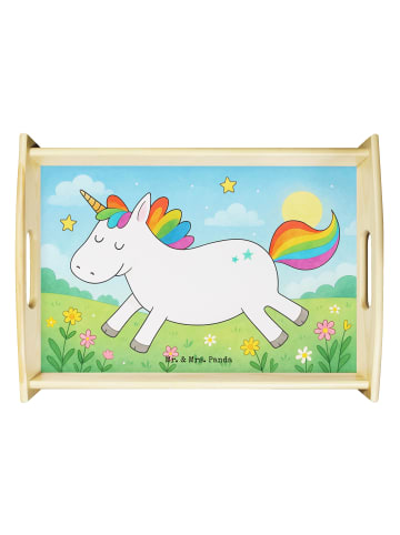 Mr. & Mrs. Panda tablett aus holz Einhorn Happy Design ohne Spruch in Weiß