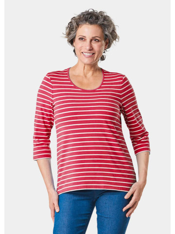 GOLDNER Kurzgröße:  Jerseyshirt mit Rundhals in rot / weiß / geringelt