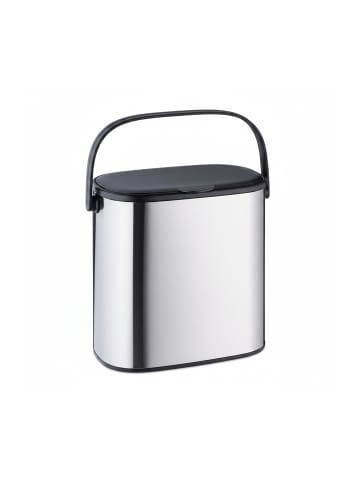 relaxdays Mülleimer in Silber/ Schwarz - 5 l