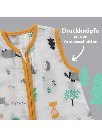 Schlummersack Musselin Schlafsack mit Füßen, 0.5 TOG in Orange