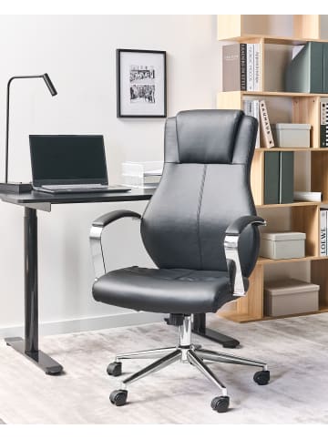 Beliani Chefsessel ADEPT in Schwarz/Silber - (W) 70 x (H) 115 x (L) 70 cm