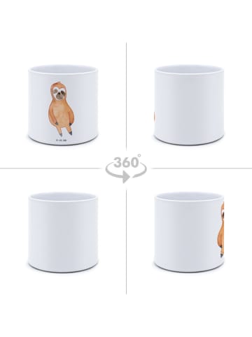 Mr. & Mrs. Panda Blumentopf Faultier Zufrieden ohne Spruch in Weiß