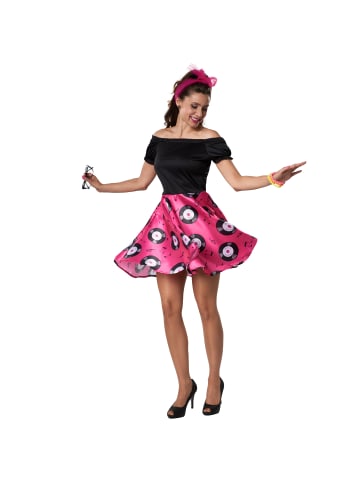 tectake Knalliges 50er Jahre Kleid, schwarz/pink