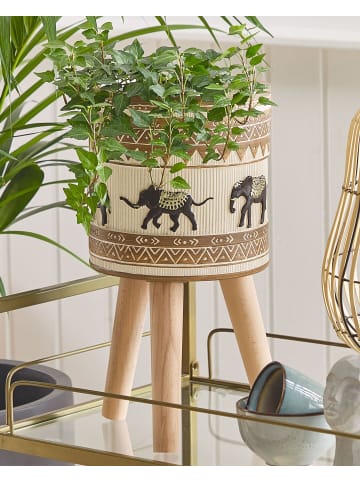 Beliani Outdoor Blumentopf KOTTES in Schwarz/Braun/Beige - (W) 22 x (H) 43 x (L) 22 cm