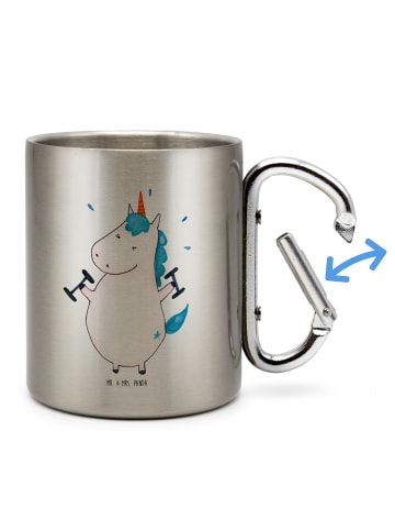 Mr. & Mrs. Panda Camping Tasse Einhorn Fitness ohne Spruch in Silber