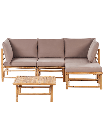 Beliani 5-tlg Sitzgruppe CERRETO in Braun/Beige/Grau