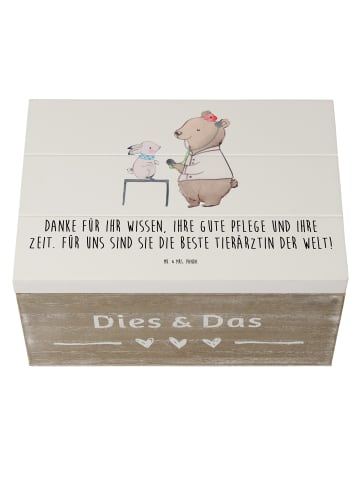 Mr. & Mrs. Panda Holzkiste Beste Tierärztin mit Spruch in Weiß