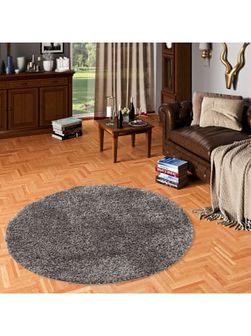 Hochflor-Teppich Comfy Rund in anthrazit