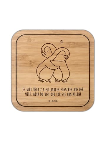 Mr. & Mrs. Panda Glasuntersetzer Pinguine Kuscheln mit Spruch in Transparent