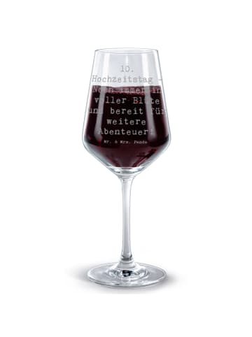 Mr. & Mrs. Panda Bordeauxglas Spruch 10. Hochzeitstag Rosenhochz... in Transparent