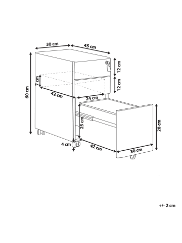 Beliani Büroschränke BOLSENA in Grau - (W) 30 x (H) 60 x (L) 45 cm