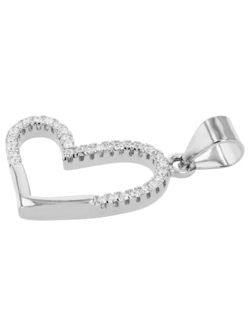 Adeliás Damen Anhänger – Herz Herzanhänger aus 925 Silber mit Zirkonia in silber