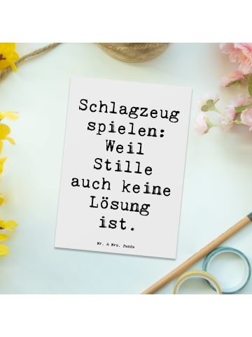 Mr. & Mrs. Panda Postkarte Spruch Schlagzeug Magie mit Spruch in Weiß