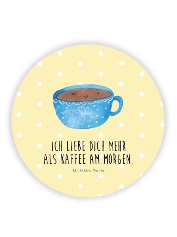 Mr. & Mrs. Panda Rund Magnet Kaffee Tasse mit Spruch in Gelb Pastell