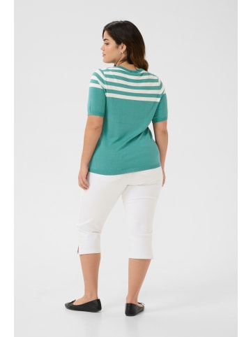 KAFFE curve Strickpullover KClizzy Regular fit in Teal/Chalk Half Stripe