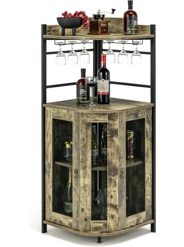COSTWAY Barschrank 46x46x130cm in Hellbraun