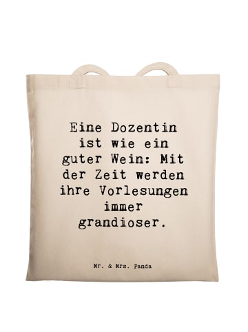 Mr. & Mrs. Panda Strandtasche Spruch Dozentin Genuss mit Spruch in Creme