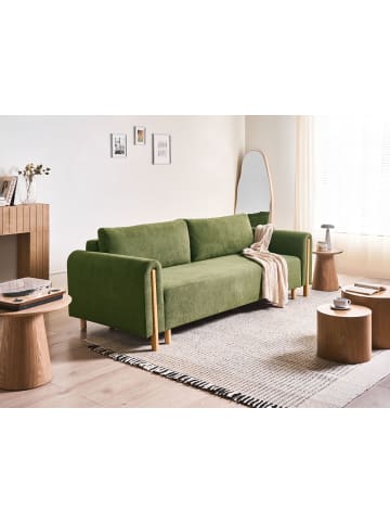 Beliani 3-Sitzer Sofa KVAM in Grün/Braun - (W) 242 x (H) 85 x (L) 99 cm