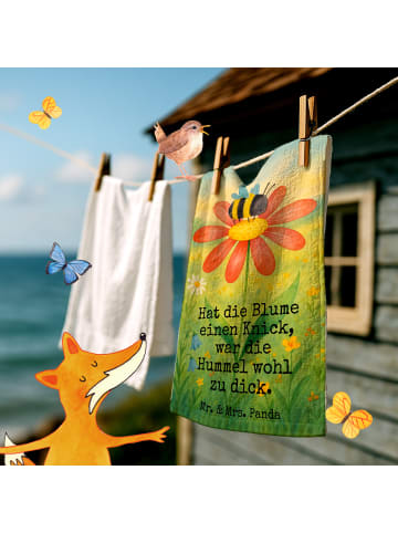 Mr. & Mrs. Panda Gästehandtuch Hummel Blume Design mit Spruch in Weiß