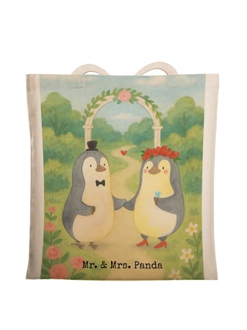 Mr. & Mrs. Panda Umhängetasche Hochzeit Pinguin Design ohne Spruch in Weiß