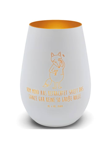 Mr. & Mrs. Panda Windlicht Glas Fuchs Lord mit Spruch in Weiß