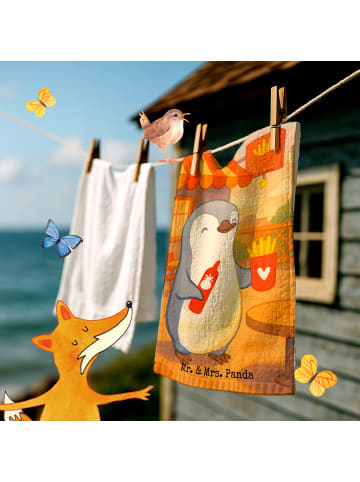 Mr. & Mrs. Panda Handtuch Pinguin Pommes Design ohne Spruch in Weiß