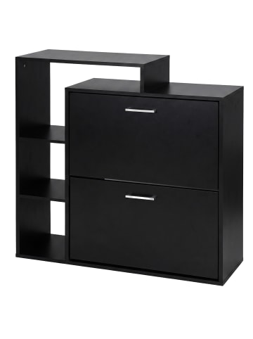 relaxdays Schuhschrank in Schwarz - (B)80 x (H)90 x (T)23,5 cm