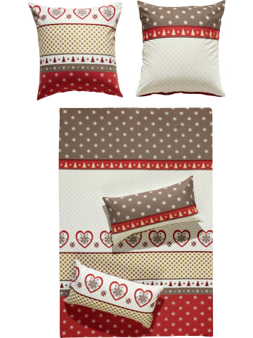 Erwin Müller Edel Flanell Bettwäsche in braun-rot