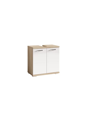 byLiving Waschbeckenunterschrank NEBRASKA in Sonoma Eiche / Weiß - (B) 60 x (H) 59 x (T) 31,5 cm