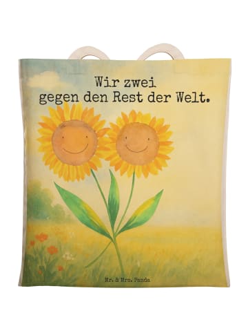 Mr. & Mrs. Panda Tote Bag Blume Sonnenblume Design mit Spruch in Weiß
