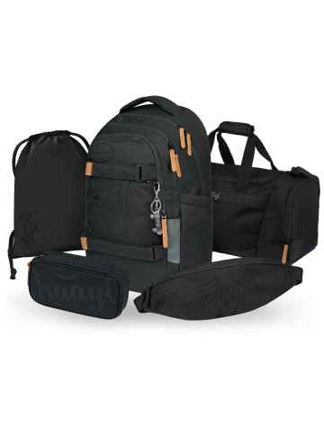 BAAGL 5-tlg. Set: Schulrucksack Skate max in Schwarz Darkness