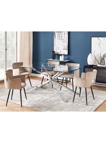 Beliani Esszimmertisch CORA in Silber/Transparent - (W) 90 x (H) 75 x (L) 160 cm