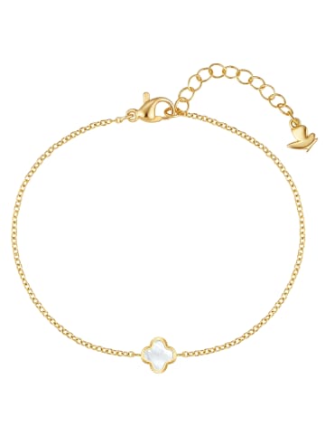 Glanzstücke München Armband Kleeblatt aus Edelstahl mit Perlmutt in gelbgold