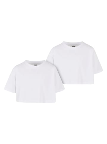 Urban Classics Cropped T-Shirts in white+white