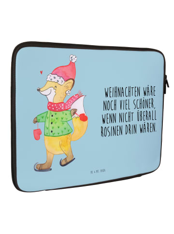 Mr. & Mrs. Panda Laptop Tasche Fuchs  Schlittschuhe mit Spruch in Eisblau