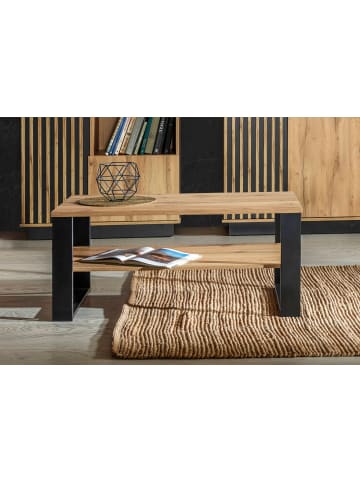 Feldmann-Wohnen Couchtisch Lamia Eiche Wotan / schwarz schwarz 100 / 56 / 48cm