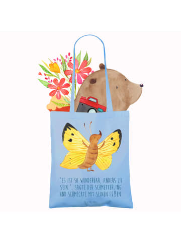 Mr. & Mrs. Panda Tote Bag Schmetterling Zitronenfalter mit Spruch in Sky Blue