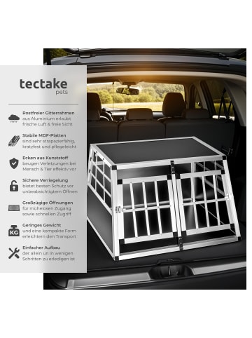 tectake Hundetransportbox doppel  mit schützenden Kunststoffecken, schwarz