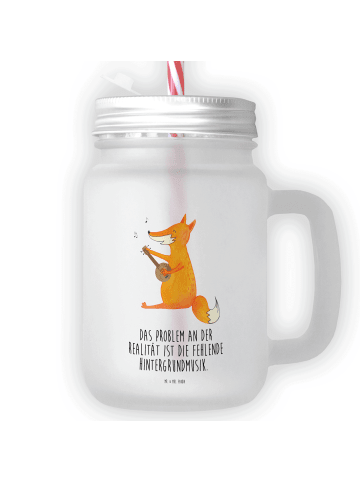 Mr. & Mrs. Panda Trinkglas Mason Jar Fuchs Gitarre mit Spruch in Transparent